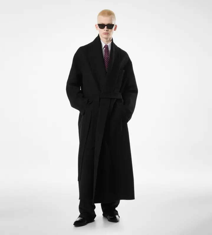 DOUBLE SPLITTABLE WOOL CASHMERE SHAWL COAT BLACK online